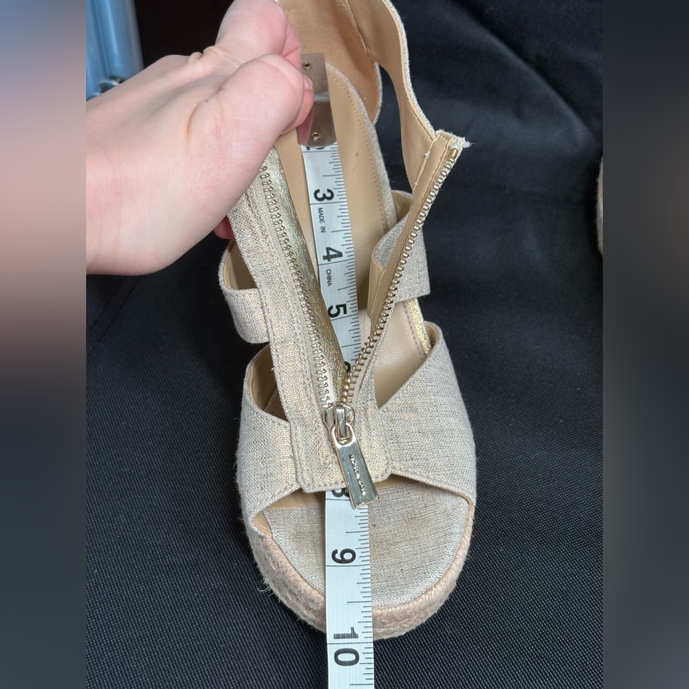 Michael Kors Damita Linen Beige Wedge Sandals - Picture 11 of 11